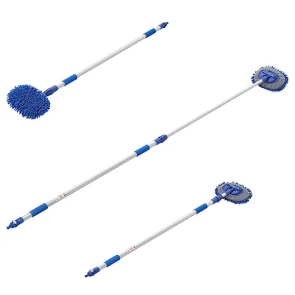 Northix Städmoppar-Tvättborste chenille mikrofiber teleskopskaft 2,5 m blå