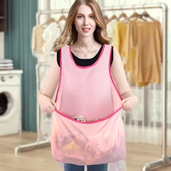 LBSS Tvättillbehör-Tvättförkläde med stor ficka Fuktsäker Torkkläder Organizer Tvätttillbehör