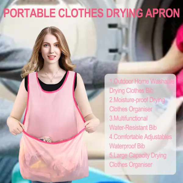 LBSS Tvättillbehör-Tvättförkläde med stor ficka Fuktsäker Torkkläder Organizer Tvätttillbehör