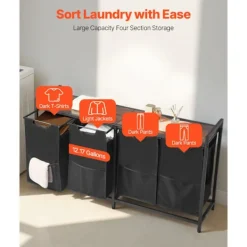 DUOKU Tvättillbehör-Tvättkorg - - Modell XYL03 - 4 Fack - 600D Oxfordtyg - 66,14 lb Kapacitet