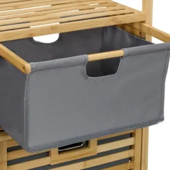 Northix Tvättillbehör-Tvättkorgsställ med 2 tyglådor, bambuhylla