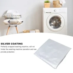 Tvättmaskiner-Tvättmaskin och Torktumlare Skydd Polyesterfiber Vattentätt Solskyddande Tvättmaskinskydd för Tvättstuga Kök Hem Silvergrå M