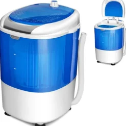 COSTWAY Tvättmaskiner-Tvättmaskin 170W - Enkel trommelcentrifug 2,5 KG Bärbar - Timerfunktion - Semi-automatisk - Lägenhet