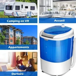 COSTWAY Tvättmaskiner-Tvättmaskin 170W - Enkel trommelcentrifug 2,5 KG Bärbar - Timerfunktion - Semi-automatisk - Lägenhet