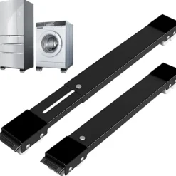 Tvättmaskiner-Tvättmaskinsbas med broms, justerbar mobil bas för tvättmaskin, torktumlare, kylskåp, belastning 300 kg, svart