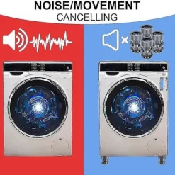 Tvättmaskiner-Tvättmaskinsfötter Stöd Justerbara Höga Halkfria Anti-vibrationsfötter För Tvättmaskin Och Torktumlare