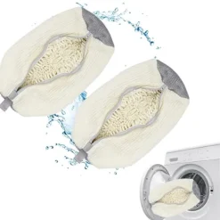 Torktumlare-Tvättmaskinspåse för träningsskor, Tvättmaskinspåse för skor, Skotvättpåse för tvättmaskin och torktumlare (CREME - 2 ST)