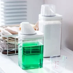 Tvättillbehör-Tvättmedelsbehållare med måttskala och lufttät design - 1100ml