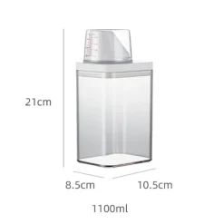 Tvättillbehör-Tvättmedelsbehållare med måttskala och lufttät design - 1100ml