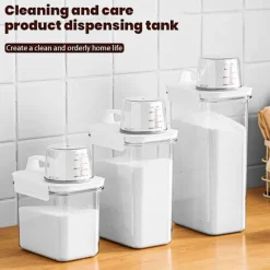 LBSS Tvättillbehör-Tvättpulver förvaringstank Tätning Tvättpulver dispenser med handtag