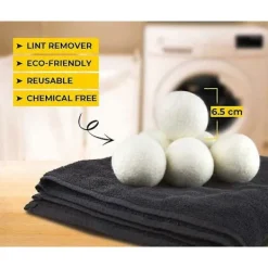 Torktumlare-Ulltorkbollar (6-pack), Torktumlarebollar för tvätt för att minska torktiden, statisk elektricitet och rynkor - Naturligt mjukmedel - Handgjorda - Yx | Fyndiq
