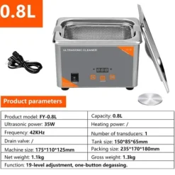 Hommy Städmaskiner-Ultraljud Cleaner 35W Digital Time 800ml Ultraljud Tvättmaskin Maskin