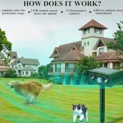 Skadedjur & Insekter-Ultraljud Kattskrämma, Solar Djurfördrivare Ultraljudsskydd Vattentät Med Rörelsedetektor Och Blixt, Mårdskrämma Solar Djuravvisare Hundskr