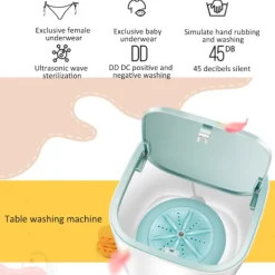 Tvättmaskiner-Ultraljud Turbin Tvättmaskin Mini Turbo Bärbar Tvättmaskin för Underkläder Babykläder USB-driven Rese RV Camping Tvättmaskin