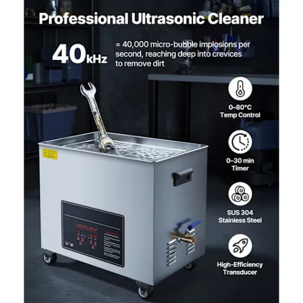 DUOKU Städmaskiner-Ultraljudsrengörare 50 L--Ultraljudsrengöringsapparat 840 W 40 kHz-med Digital Skärm-i Rostfritt Stål