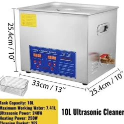 OEM Städmaskiner-Ultraljudsrengörare, 6L kapacitet, rostfritt stål, 40kHz frekvens,10L