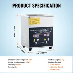DUOKU Städmaskiner-Ultraljudsrengörare--2 L-Digital professionell laboratorierengörare med timer-Värme 100 W