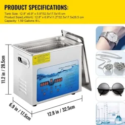 DUOKU Städmaskiner-Ultraljudsrengörare--6 L-Justerbar Frekvens 36 kHz-40 kHz-med Digital Timer och Uppvärmning