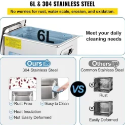 DUOKU Städmaskiner-Ultraljudsrengörare--6 L-Justerbar Frekvens 36 kHz-40 kHz-med Digital Timer och Uppvärmning