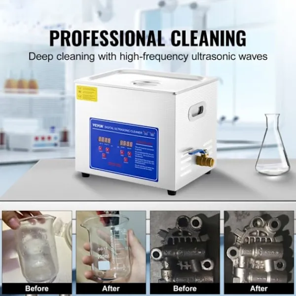 DUOKU Städmaskiner-Ultraljudsrengörare--9.5 L-Rostfritt Stål-med Digital Termostat och Smyckenrengöring