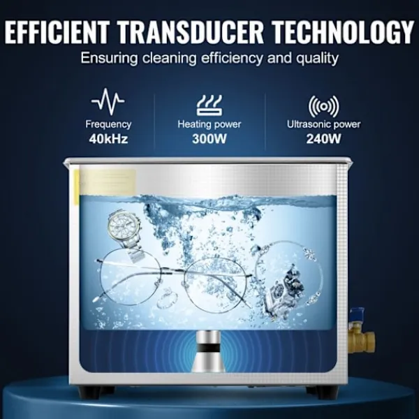 DUOKU Städmaskiner-Ultraljudsrengörare--9.5 L-Rostfritt Stål-med Digital Termostat och Smyckenrengöring
