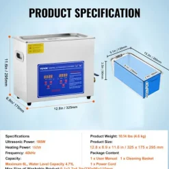 DUOKU Städmaskiner-Ultraljudsrengörare--6 L-Digital Timer och Värme-Rostfritt Stål-40kHz