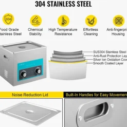 DUOKU Städmaskiner-Ultraljudsrengörare--10 L-Ostött Stål-med Digital Timer och Smyckenrengöring