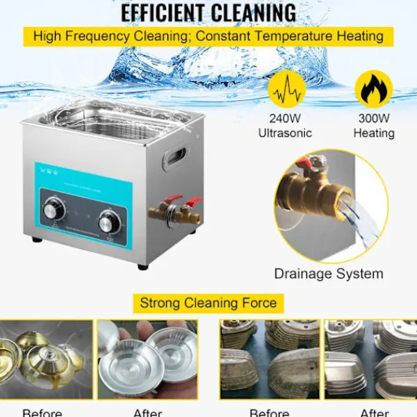 DUOKU Städmaskiner-Ultraljudsrengörare--10 L-Ostött Stål-med Digital Timer och Smyckenrengöring