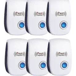 Skadedjur & Insekter-Ultraljudsskrämma, Ultraljud Möss Set Om 6, Ultraljud Möss Och Råttor Effektivt Mot Möss, Råttor, Flugor, Myggor, Skadedjur, Spindlar, Kackerlackor