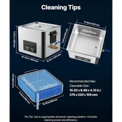 DUOKU Städmaskiner-Ultraljudstvätt 15 L--Rengöringsapparat 240 W 40 kHz-med korg och digital skärm-i rostfritt stål