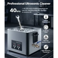 DUOKU Städmaskiner-Ultraljudstvätt 15 L--Rengöringsapparat 240 W 40 kHz-med korg och digital skärm-i rostfritt stål