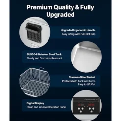 DUOKU Städmaskiner-Ultraljudstvätt 15 L--Rengöringsapparat 240 W 40 kHz-med korg och digital skärm-i rostfritt stål