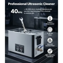 DUOKU Städmaskiner-Ultraljudstvätt 30 L--Rengöringsapparat 480 W 40 kHz-med korg och digital skärm-i rostfritt stål