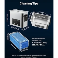 DUOKU Städmaskiner-Ultraljudstvätt 6 L--Ultraljudsrengöringsapparat 120 W 40 kHz-med Digital Skärm-i Rostfritt Stål