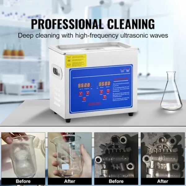 DUOKU Rengöringsmedel-Ultrasonisk Rengörare--2,85 L-Digital Timer och Värme-Rostfritt Stål-40kHz