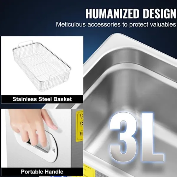 DUOKU Rengöringsmedel-Ultrasonisk Rengörare--2,85 L-Digital Timer och Värme-Rostfritt Stål-40kHz