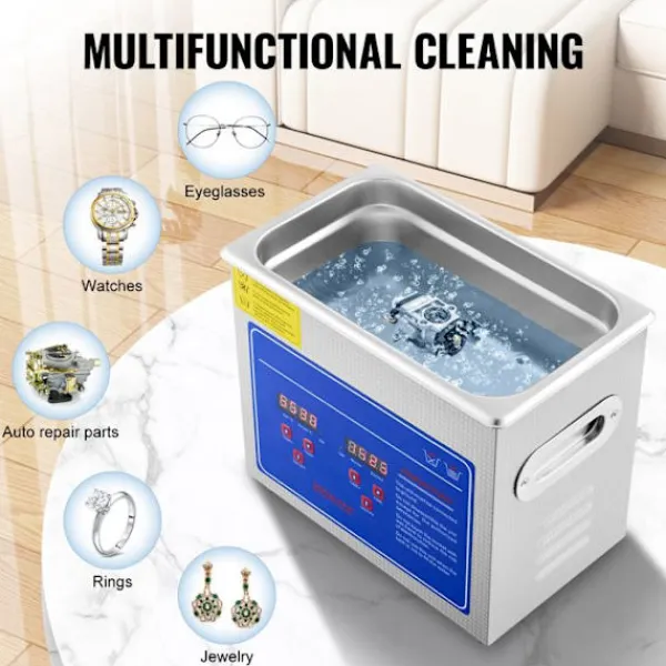 DUOKU Rengöringsmedel-Ultrasonisk Rengörare--2,85 L-Digital Timer och Värme-Rostfritt Stål-40kHz
