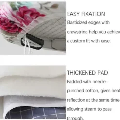 Strykjärn-Uppgraderat Brännmärkesresistent Strykbrädsöverdrag med Tryckt Mönster, Dragsko och 2 Extra Förtjockade Kuddar 110 x 34 cm