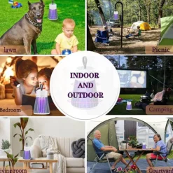 Skadedjur & Insekter-Uppladdningsbar Insektsdödare för Hem och Camping - Myggdödare med Säkerhetsgaller, Sladdlös Flugfälla med Lila Ljus, USB-laddning