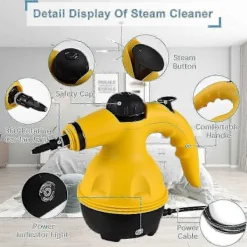 FJORD Ångtvättar-US Plug Handhållen Ångrengörare 1200w Bärbar Högtemperatur Trycksatt Ångrengöringsmaskin Med 10st
