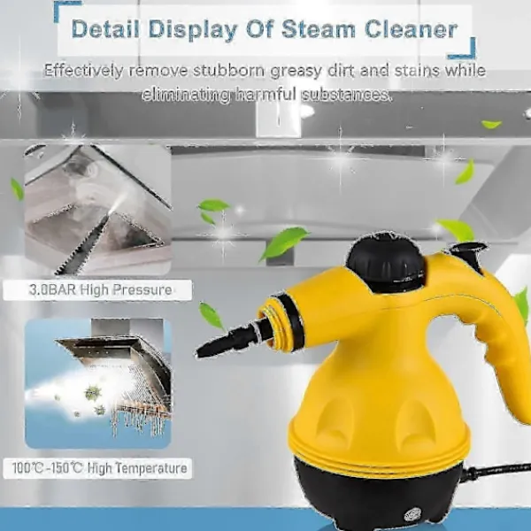 FJORD Ångtvättar-US Plug Handhållen Ångrengörare 1200w Bärbar Högtemperatur Trycksatt Ångrengöringsmaskin Med 10st