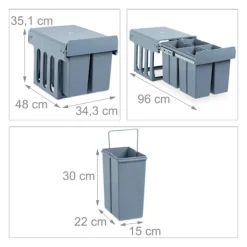 B2X Soptunnor-Utdragbar källsortering 4 st sopkärl