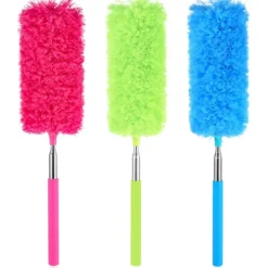 Svampar & Dukar-Utdragbar Mikrofiber Dammvippa Mikrofiber Dammborste med Utdragbart Skaft Tvättbart Dammningshuvud (3 Färger, 3 Set)