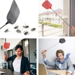 Skadedjur & Insekter-Utdragbara Flugsmällor 2-pack, med Teleskophandtag i Rostfritt Stål 28,5 cm till 75 cm (Svart & Röd)