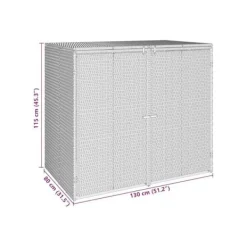 VIDAXL Soptunnor-Utomhus soptunna - - Grå - UV-beständig polyeten - 130x80x115 cm - Rattanh design