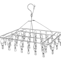 Hot 2025 Tvättillbehör-Varm Klädhängare i rostfritt stål, strumptork med 36 klädnypor, vindtät rektangulär liten tork med klämmor för strumpor, hängare under
