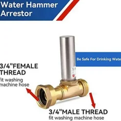 The Gift of the Magi Tvättmaskiner-Vattenhammareliminator för tvättmaskin i rostfritt stål, 3/4 tums svivelkoppling