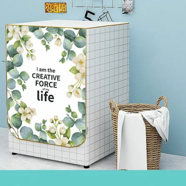 Tvättmaskiner-Vattentät tvättmaskinsöverdrag, tvättmaskinsöverdrag, dammskydd för frontmatad tvättmaskin och överdrag (Blomma)