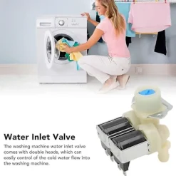 Tvättmaskiner-Vattenventil för tvättmaskin, Dubbelhuvud Sole-ventil för tvättmaskin Vatteninloppsvärde för tvättmaskin Lätt att installera tvättmaskin