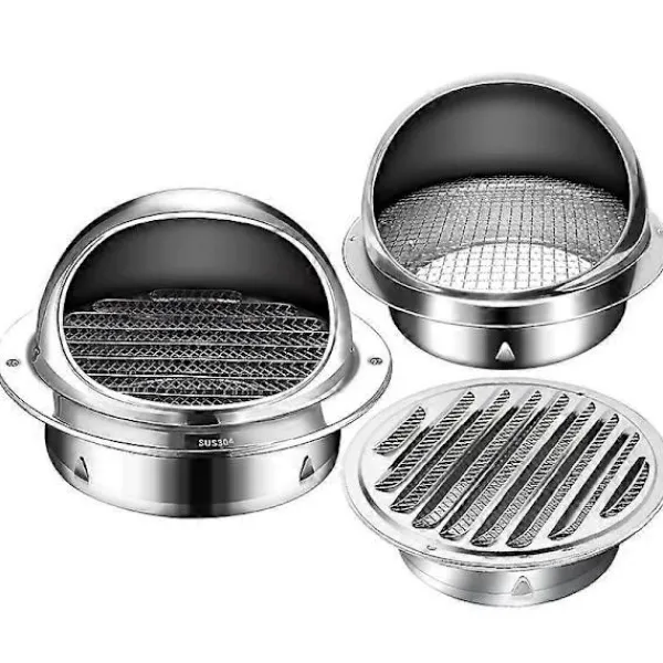 Torktumlare-Ventilationsgaller, torktumlare avgasventil väggventil rostfritt stål runt ventilationsgaller för HVAC-system